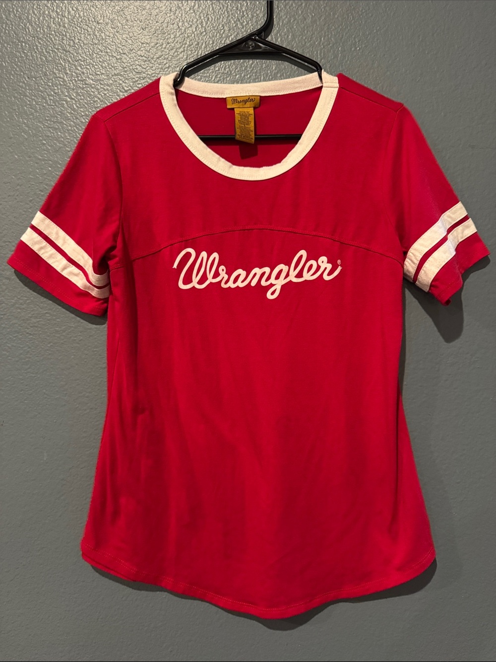 Wrangler Red Short Sleeve Logo Tee with White Trim